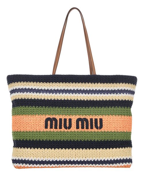 Black/multicolour woven raffia bag Miu Miu | 5BG228S-OOO2DO3F03QS